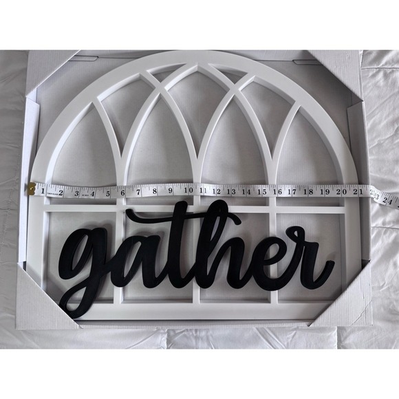 Gather Cursive Wall Cutout Sign Wall Hanging Decor Farmhouse 17.5 X 21 Wood New - Picture 2 of 4